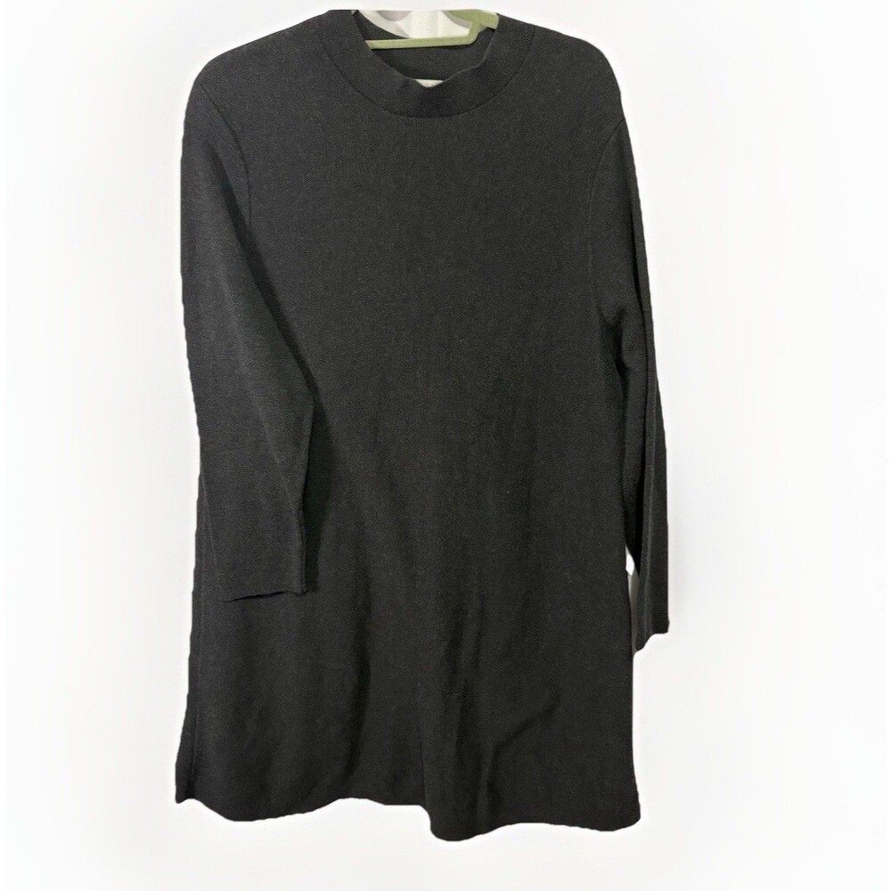J Jill Womens Sweater Dress Petite XL Mock Neck Charcoal Gray Heather Minimalist